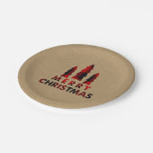 Kariert Happy Holidays Weihnachtsbaumen Kariert Kr Pappteller (Schrägansicht)