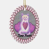 Kariert Heart Cat Keramik Ornament (Rechts)