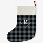 Kariert Holiday Initial Grau + Schwarz Kleiner Weihnachtsstrumpf (Rückseite)