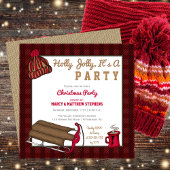 Kariert Holly Jolly Sled Party Einladung