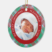 Kariert I Baby's First Christmas Foto Keramik Ornament (Links)