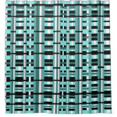 Kariert in Aqua, Aquamarin, schwarz und weiß Duschvorhang (Vorderseite)