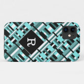 Kariert in Aqua, Aquamarin, Schwarz/Weiß Case-Mate iPhone Hülle (Rückseite (Horizontal))