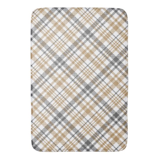 Kariert in Beige und Grau Badematte (Vorderseite Vertikal)