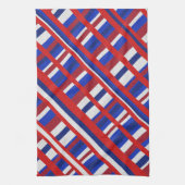 Kariert in der Diagonal Rot, Weiß und Blau Geschirrtuch (Vertikal)