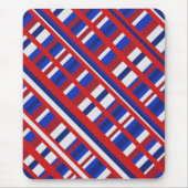 Kariert in der Diagonal Rot, Weiß und Blau Mousepad (Vorne)