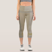 kariert in Gold, Silberkupfer, Grau und Beige Capri Leggings (Vorderseite)