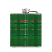 kariert in Grüntöne auf grün, rot, blau, gold und  Flachmann (Rückseite)