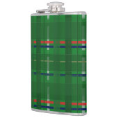 kariert in Grüntöne auf grün, rot, blau, gold und  Flachmann (Links)