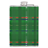 kariert in Grüntöne auf grün, rot, blau, gold und  Flachmann (Rückseite)