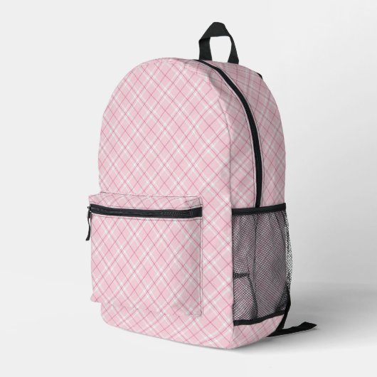 Kariert in hellrosa bedruckter rucksack (Rückseitige Ecke Rechts)
