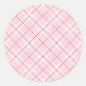 Kariert in hellrosa runder aufkleber (Vorderseite)