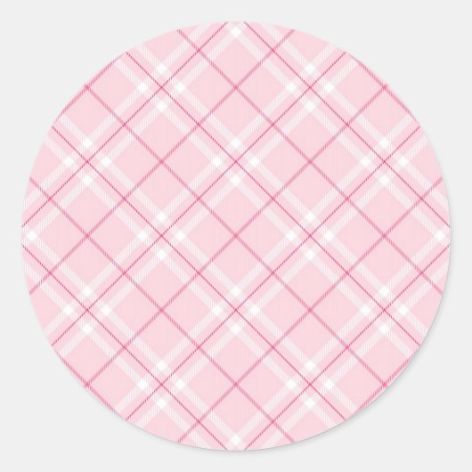 Kariert in hellrosa runder aufkleber (Vorderseite)