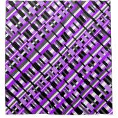 Kariert in Lila, Schwarz und Grau Duschvorhang (Vorderseite)