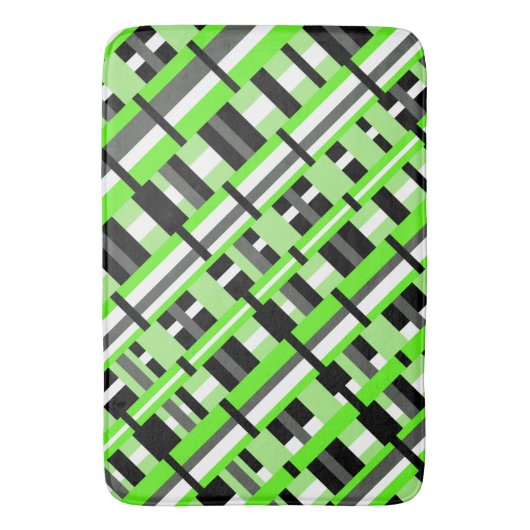 Kariert in Lime Green, Black & Gray Diagonal Badematte (Vorderseite Vertikal)