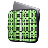 Kariert in Lime Green, Black & Grey Laptopschutzhülle (Vorderseite Links)
