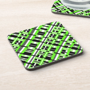 Kariert in Lime Green, Black & Grey Untersetzer