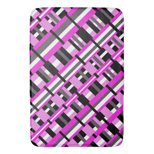 Kariert in rosa, schwarz und grau badematte (Vorderseite Vertikal)