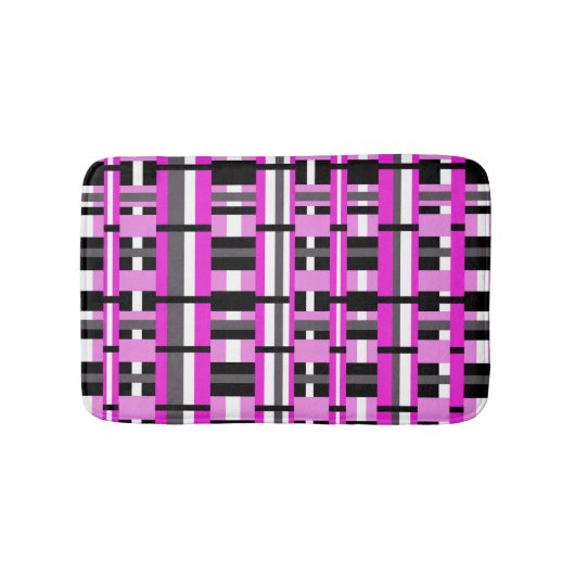 Kariert in Rosa, Schwarz und Grau Badematte (Vorderseite)
