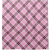 Kariert in Rosa und Schwarz Duschvorhang (Vorderseite)
