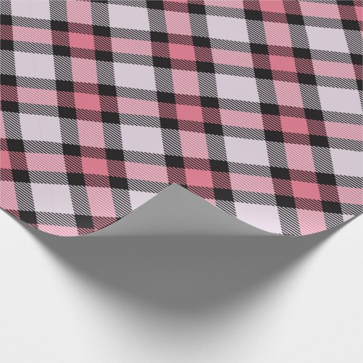 Kariert in Rosa und Schwarz Geschenkpapier (Ecke)