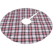 Kariert in Rosa und Schwarz Polyester Weihnachtsbaumdecke (Schrägansicht)