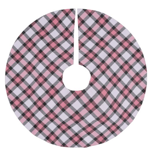 Kariert in Rosa und Schwarz Polyester Weihnachtsbaumdecke (Vorderseite)
