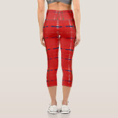 kariert in Rot, Gold, Grün, Silber und Blau Capri Leggings (Rückseite)