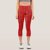 kariert in Rot, Gold, Grün, Silber und Blau Capri Leggings (Vorderseite)
