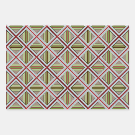 Kariert in Rot, Grün und Grau Geschenkpapier Set (Vorderseite)