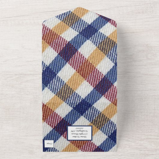 Kariert in Rot und Blau All In One Einladung (Außenbereich)