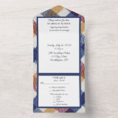 Kariert in Rot und Blau All In One Einladung (Innen Boden)