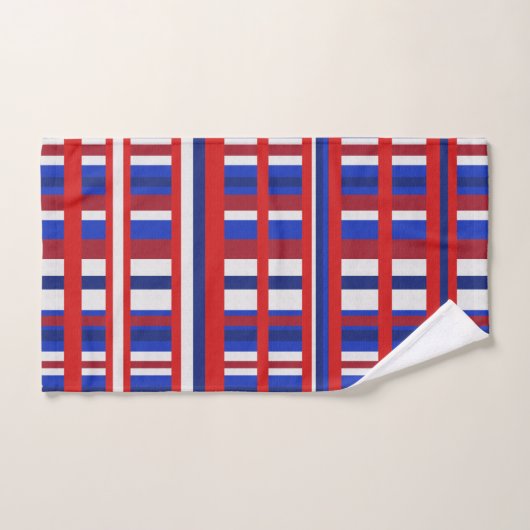 Kariert in Rot, Weiß und Blau Badhandtuch Set (Handtuch)