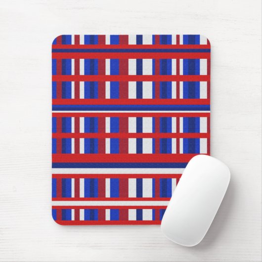 Kariert in Rot, Weiß und Blau Mousepad (Mit Mouse)