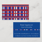 Kariert in Rot, Weiß und Blau Visitenkarte (Vorne/Hinten)