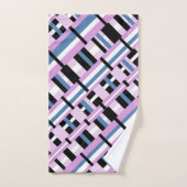 Kariert in Schwarz, Orchid, Schwarz und Weiß Badhandtuch Set (Handtuch)