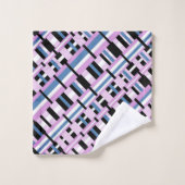 Kariert in Schwarz, Orchid, Schwarz und Weiß Badhandtuch Set (Waschlappen)