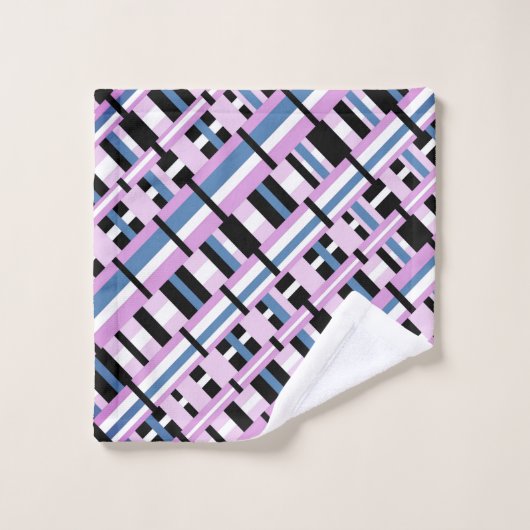 Kariert in Schwarz, Orchid, Schwarz und Weiß Badhandtuch Set (Waschlappen)