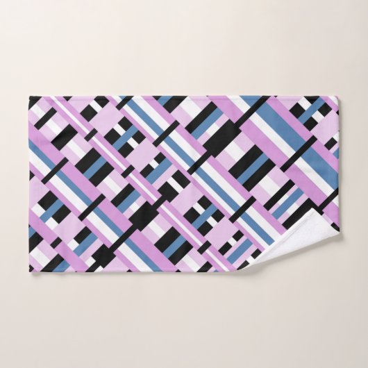 Kariert in Schwarz, Orchid, Schwarz und Weiß Badhandtuch Set (Handtuch)