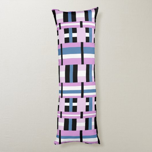 Kariert in Schwarz, Orchid, Schwarz und Weiß Seitenschläferkissen (Rückseite (Vertikal))