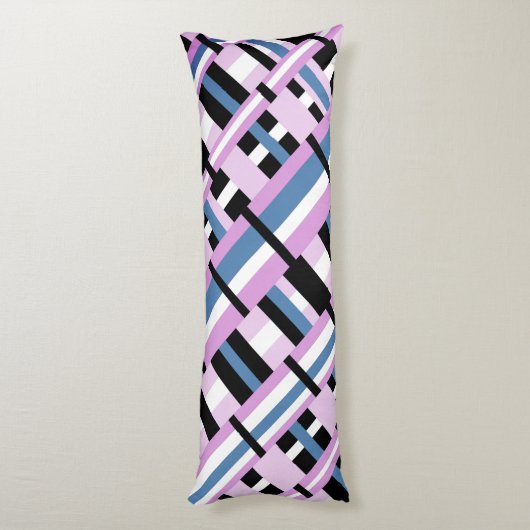 Kariert in Schwarz, Orchid, Schwarz und Weiß Seitenschläferkissen (Rückseite (Vertikal))