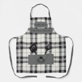 Kariert in Schwarz und Weiß mit Kochutensilien Schürze (Vorderseite)