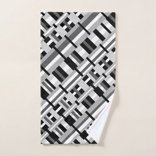 Kariert in Schwarz, Weiß und Grau Badhandtuch Set (Handtuch)