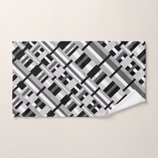 Kariert in Schwarz, Weiß und Grau Badhandtuch Set (Handtuch)
