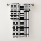 Kariert in Schwarz, Weiß und Grau Badhandtuch Set (Insitu)