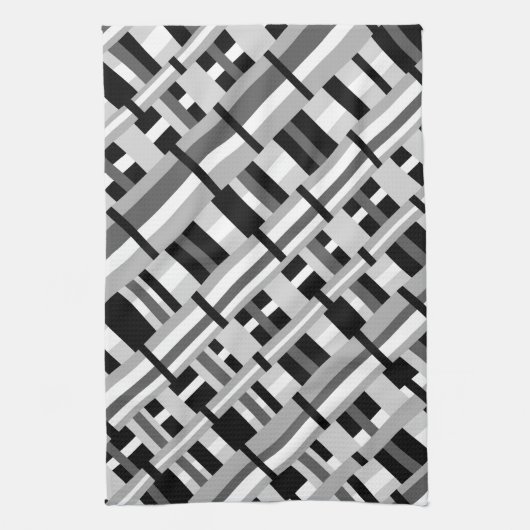 Kariert in Schwarz, Weiß und Grau Geschirrtuch (Vertikal)
