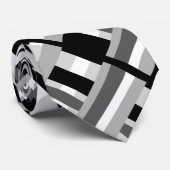 Kariert in Schwarz, Weiß und Grau Modernes Muster Krawatte (Gerollt)