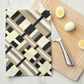 Kariert in Taupe, Tan, Black, White Diagonal Geschirrtuch (Viertel Falte)