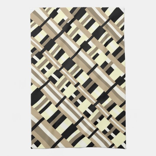 Kariert in Taupe, Tan, Black, White Diagonal Geschirrtuch (Vertikal)