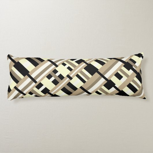 Kariert in Taupe, Tan, Black, White Diagonal Seitenschläferkissen (Rückseite)